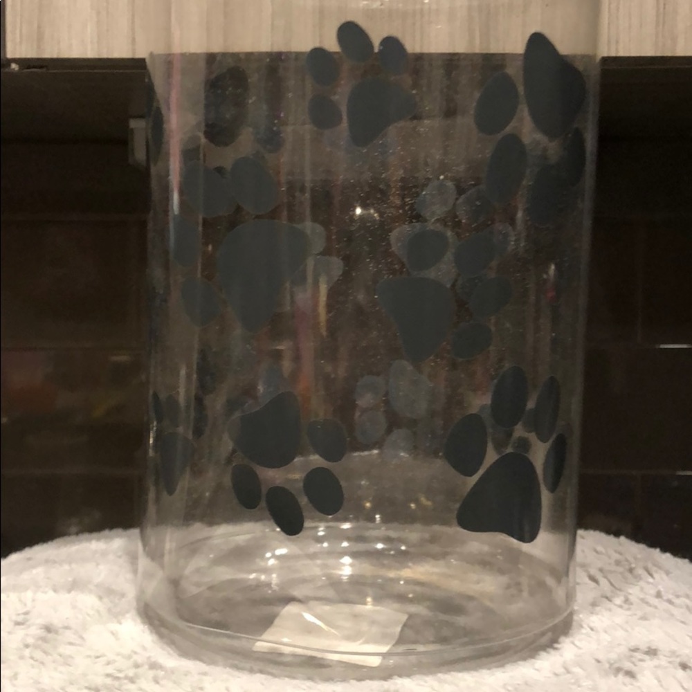 Dog Snack Jar - Plastic Gray Paw Prints - Picture 3 of 6